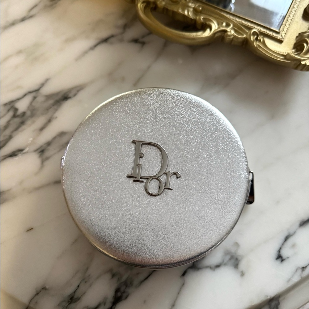 Dior Metallic Silver Zippered Pouch